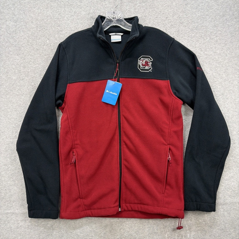 South Carolina Gamecocks Fleece Jacket Mens Small Black Red Flanker Columbia NEW